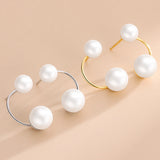 S925 Sterling Silver C Shape 2 Pearls Stud Earrings
