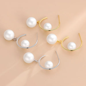 S925 Sterling Silver Double Pearl Stud Earrings