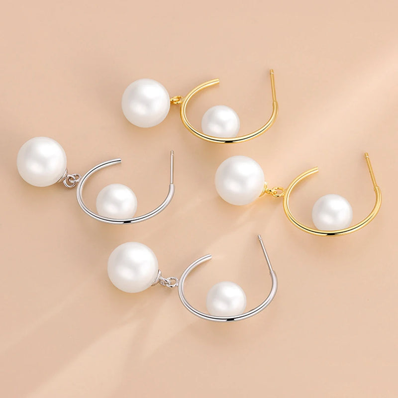 S925 Sterling Silver Double Pearl Stud Earrings
