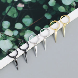 S925 Silver Circle Cone Studs Earrings Women Rock Style Jewelry
