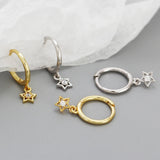 Circle Pentagram Stars Earrings Women Hip-Hop Rock Style Jewelry