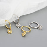 S925 Silver Circle Sweet Heart Earrings K Plated Jewelry Gift