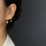 S925 Silver Circle Sweet Heart Earrings K Plated Jewelry Gift