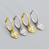 S925 Silver Circle Sweet Heart Earrings K Plated Jewelry Gift