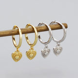 S925 Silver Circle Sweet Heart Earrings K Plated Jewelry Gift