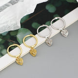 S925 Silver Circle Sweet Heart Earrings K Plated Jewelry Gift