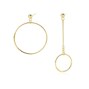 S925 Sterling Silver Asymmetrical Circle Earrings Retro Jewelry