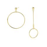 S925 Sterling Silver Asymmetrical Circle Earrings Retro Jewelry