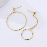 S925 Sterling Silver Asymmetrical Circle Earrings Retro Jewelry