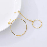 S925 Sterling Silver Asymmetrical Circle Earrings Retro Jewelry