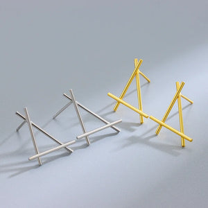 S925 Silver Geometric Triangle Stud Earrings Women's Jewelry