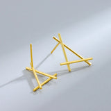 S925 Silver Geometric Triangle Stud Earrings Women's Jewelry
