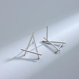 S925 Silver Geometric Triangle Stud Earrings Women's Jewelry