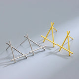S925 Silver Geometric Triangle Stud Earrings Women's Jewelry
