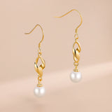 S925 Sterling Silver Tassel Hoop Earrings 6.5mm Pearls Womens Jewelry