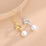 S925 Sterling Silver Tassel Hoop Earrings 6.5mm Pearls Womens Jewelry