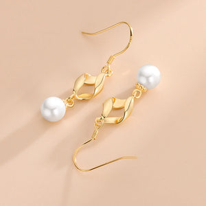 S925 Sterling Silver Tassel Hoop Earrings 6.5mm Pearls Womens Jewelry