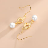 S925 Sterling Silver Tassel Hoop Earrings 6.5mm Pearls Womens Jewelry