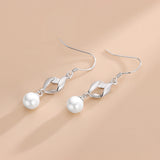 S925 Sterling Silver Tassel Hoop Earrings 6.5mm Pearls Womens Jewelry