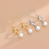 S925 Sterling Silver Tassel Hoop Earrings 6.5mm Pearls Womens Jewelry