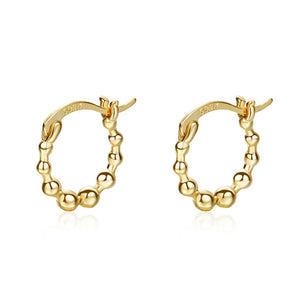 S925 Silver Beaded Circle Earrings Jewelry Holiday Wedding Girls Gift