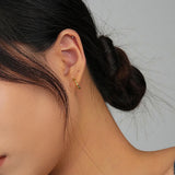 S925 Silver Beaded Circle Earrings Jewelry Holiday Wedding Girls Gift