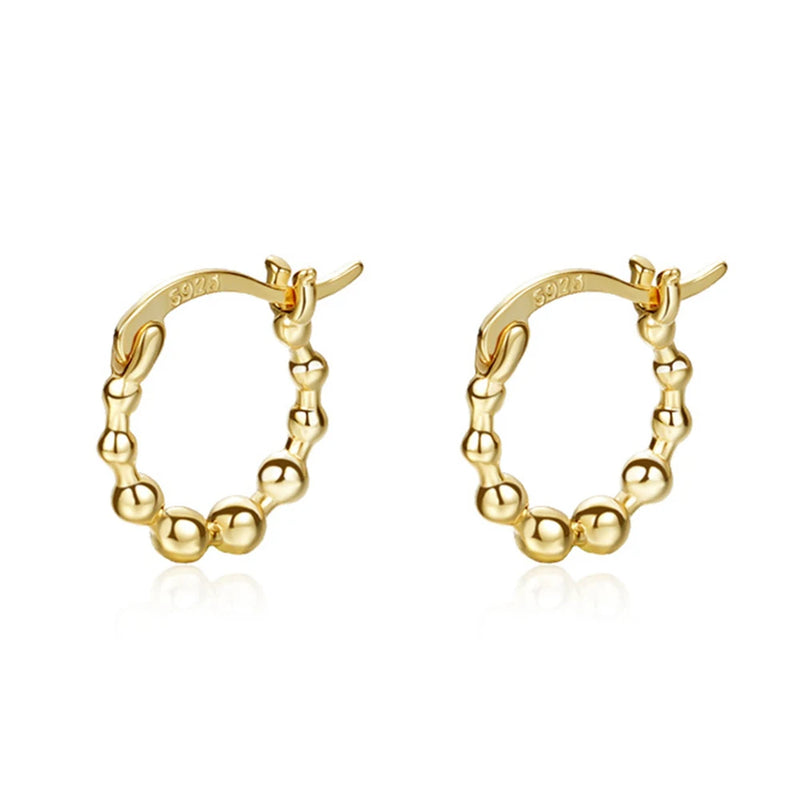 S925 Silver Beaded Circle Earrings Jewelry Holiday Wedding Girls Gift