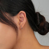 S925 Silver Beaded Circle Earrings Jewelry Holiday Wedding Girls Gift