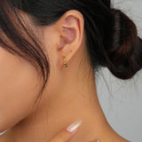 S925 Silver Beaded Circle Earrings Jewelry Holiday Wedding Girls Gift