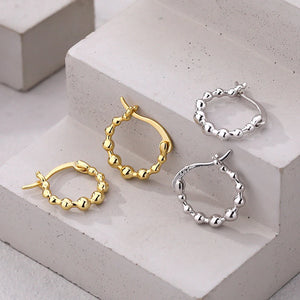 S925 Silver Beaded Circle Earrings Jewelry Holiday Wedding Girls Gift