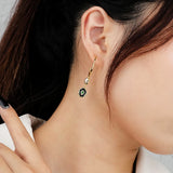 S925 Emerald Zircon Earrings for Women, Sterling Silver, Holiday Gift