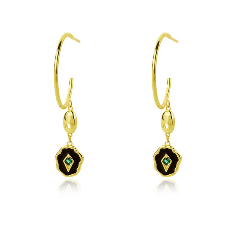 S925 Emerald Zircon Earrings for Women, Sterling Silver, Holiday Gift