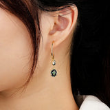 S925 Emerald Zircon Earrings for Women, Sterling Silver, Holiday Gift