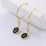 S925 Emerald Zircon Earrings for Women, Sterling Silver, Holiday Gift