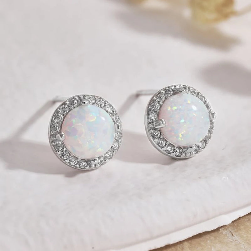 S925 Sterling Silver Opal Zircon Earrings for Women