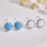 S925 Sterling Silver Opal Zircon Earrings for Women