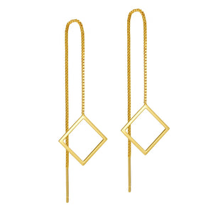 925 Silver Box Chains Earrings Geometric Jewelry Women Girls