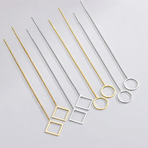 925 Silver Box Chains Earrings Geometric Jewelry Women Girls