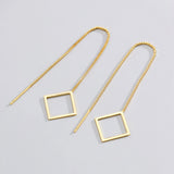 925 Silver Box Chains Earrings Geometric Jewelry Women Girls