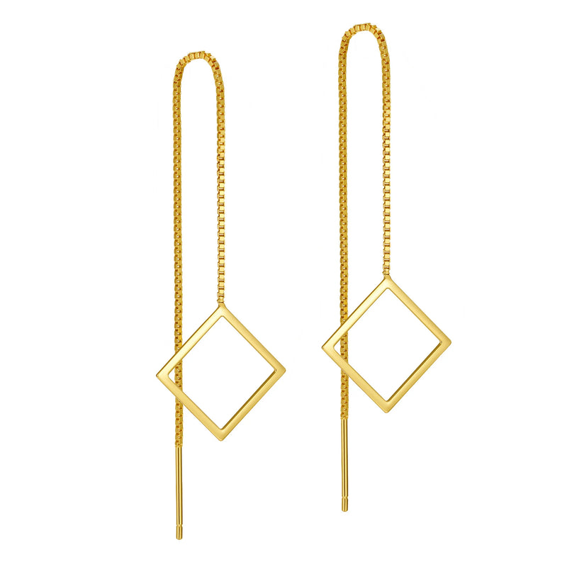 925 Silver Box Chains Earrings Geometric Jewelry Women Girls