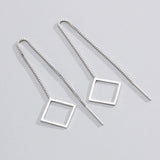 925 Silver Box Chains Earrings Geometric Jewelry Women Girls