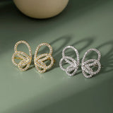 S925 Sterling Silver Butterfly Clip Earrings Zircon Jewelry Gift