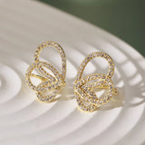 S925 Sterling Silver Butterfly Clip Earrings Zircon Jewelry Gift
