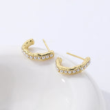 S925 Sterling Silver C Pearl Earrings Women Retro Jewelry