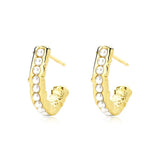 S925 Sterling Silver C Pearl Earrings Women Retro Jewelry