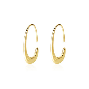 S925 Sterling Silver C Shape Hoop Earrings for Women