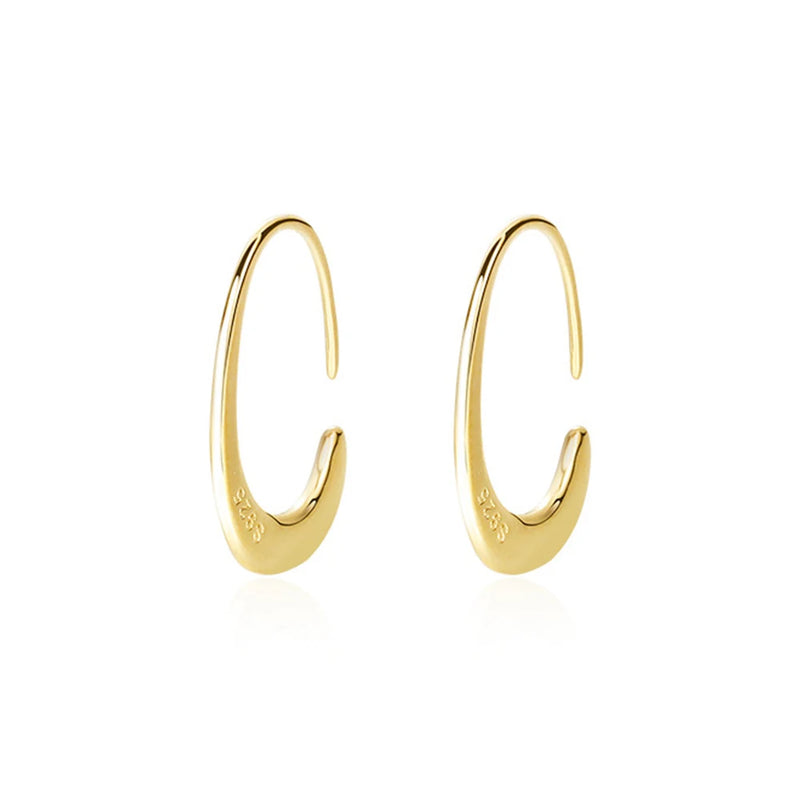 S925 Sterling Silver C Shape Hoop Earrings for Women