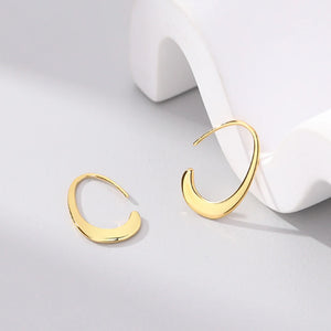 S925 Sterling Silver C Shape Hoop Earrings for Women