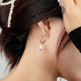 S925 Sterling Silver C-shaped Pearl Earrings Women Retro Jewelry