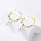 S925 Sterling Silver C-shaped Pearl Earrings Women Retro Jewelry